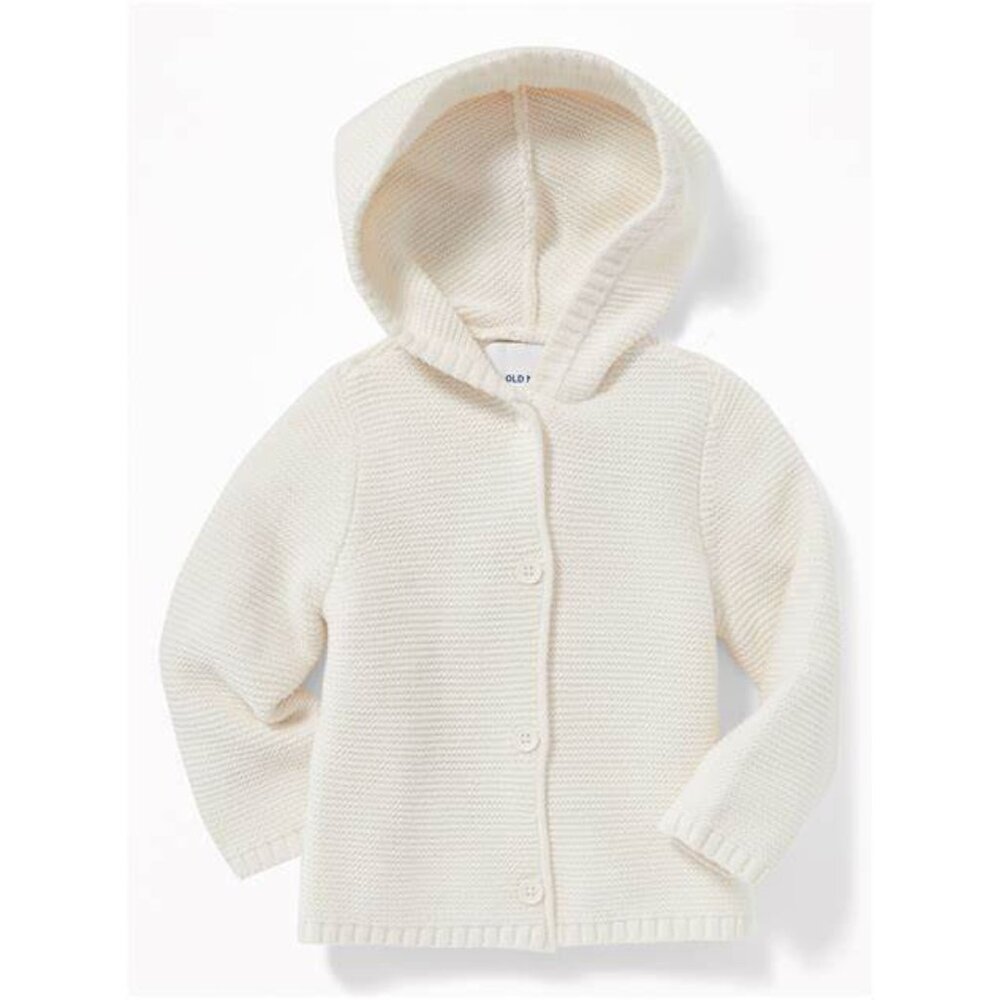 NWT Old Navy Hooded Textured-Knit Cardigan in Sea Salt Size 18-24 Months